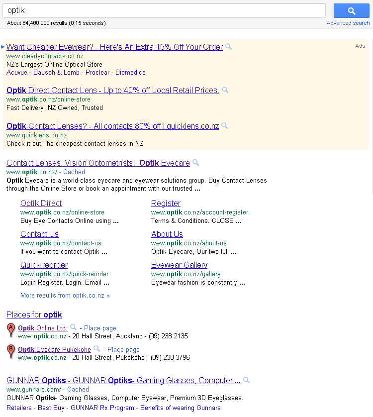 Optik Direct Search Results